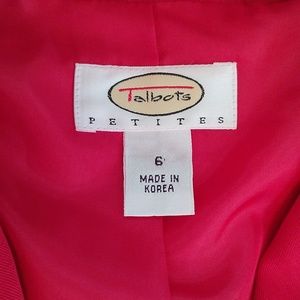 Talbots Red cotton Linen Blazer Lined 3 Button Pockets Size 6 Petites.